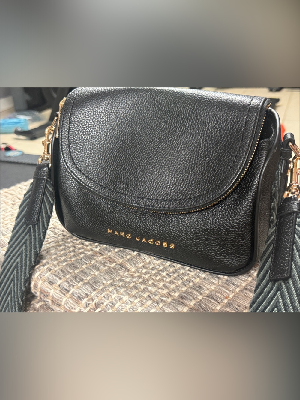Marc Jacobs Black Pebbled Leather Crossbody with Gold Hardware